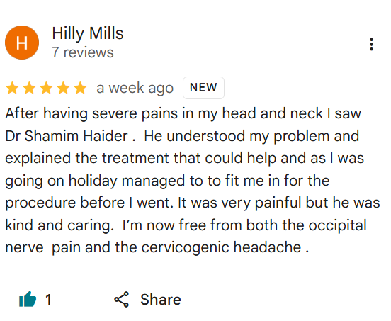 Google Maps review screenshot from Hilly Mills for Dr Shamim Haider